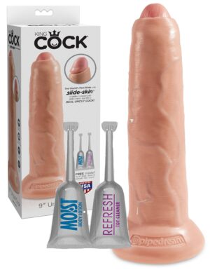 King Cock Realistic Big Uncut Dildo Tan 9 Inch