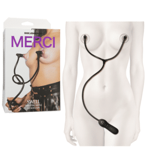 Merci Swell Black Vibrating Nipple Clamps Multi-Function Auto Pump Suction Vibe