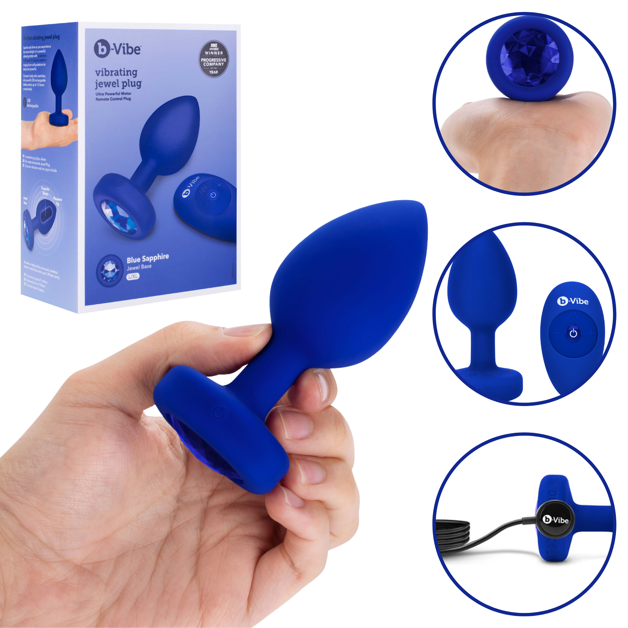 B Vibe Vibrate Sparkle and Shine Silicone Jeweled Remote Control Butt Plug