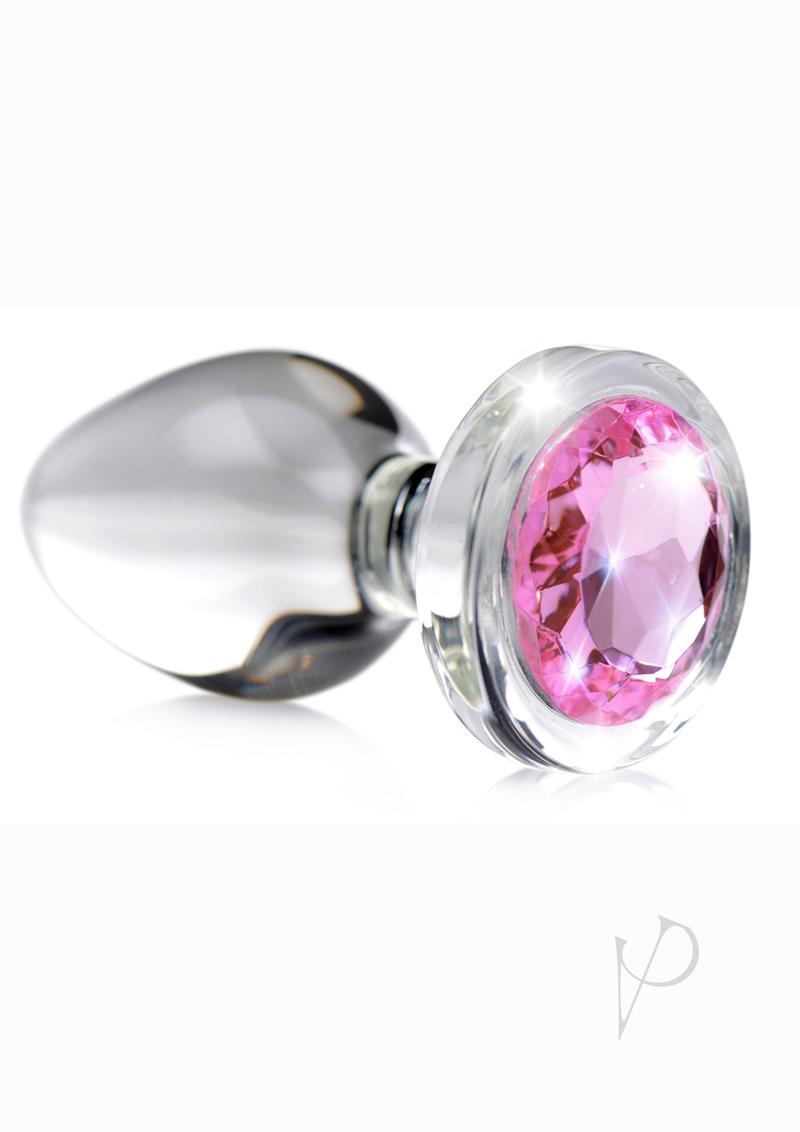 Booty Sparks Pink Gem Jeweled Glass Anal Plug  