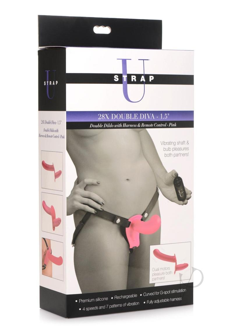 Strap U 28x Dbl Dildo Harness Remote Control Vibrator 