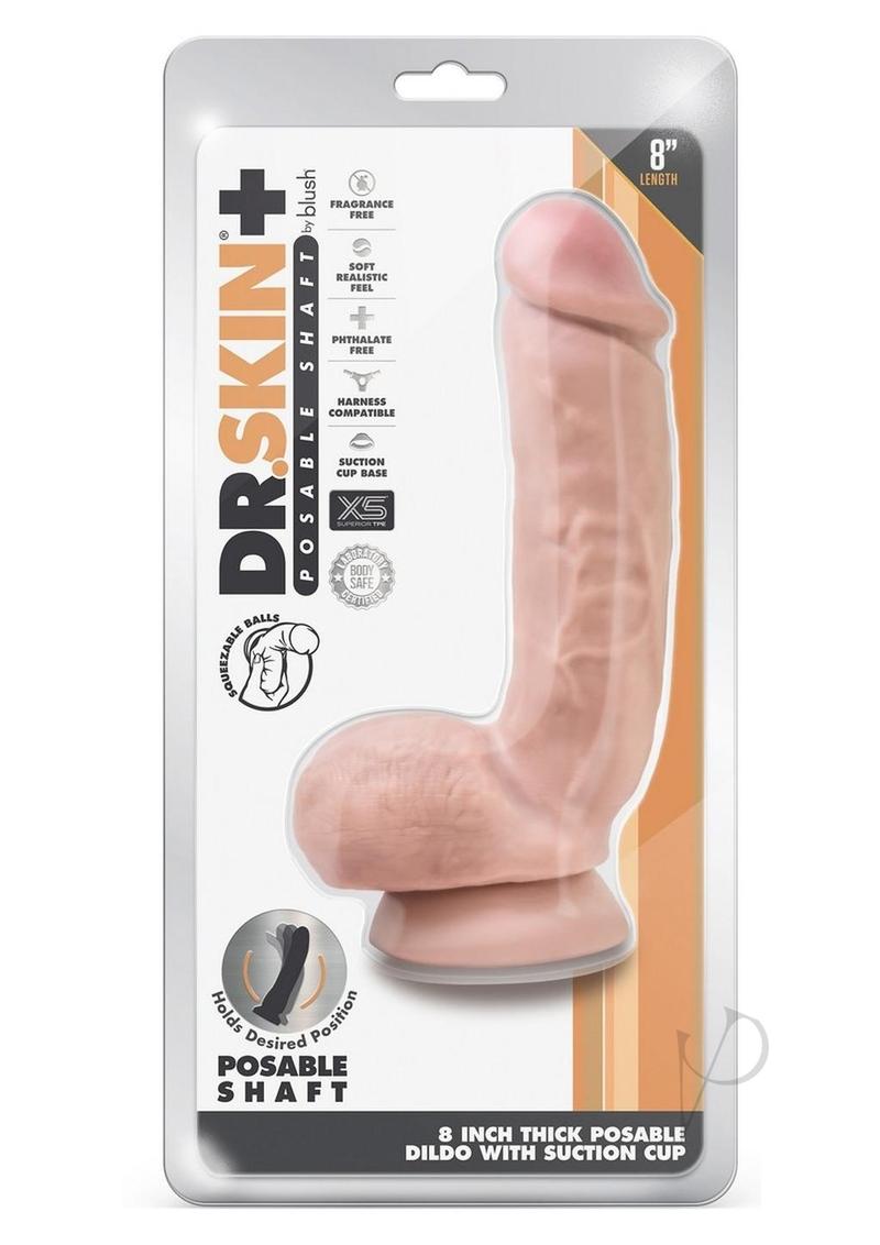 8 Inch Thick Poseable Realistic Dildo With Squeezable Balls