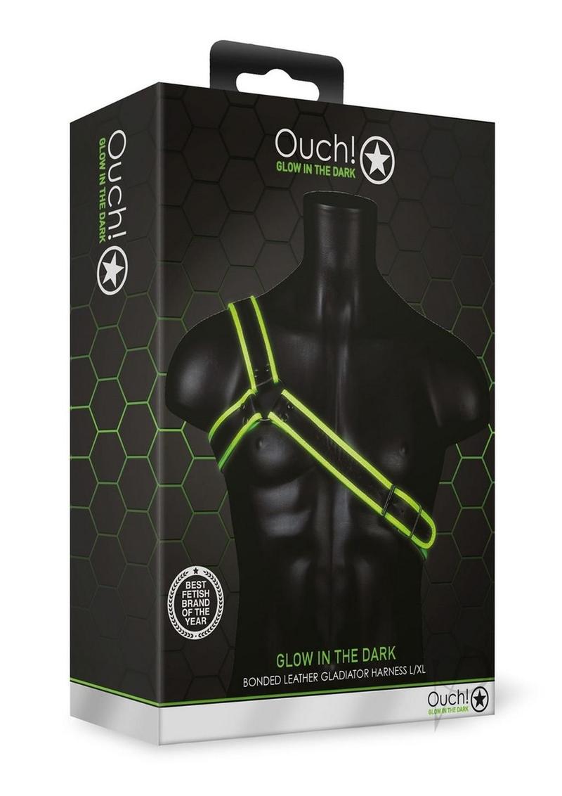 Ouch Glow in the Dark Bondage Gear Body Chest Gladiator Leather Harness For Men