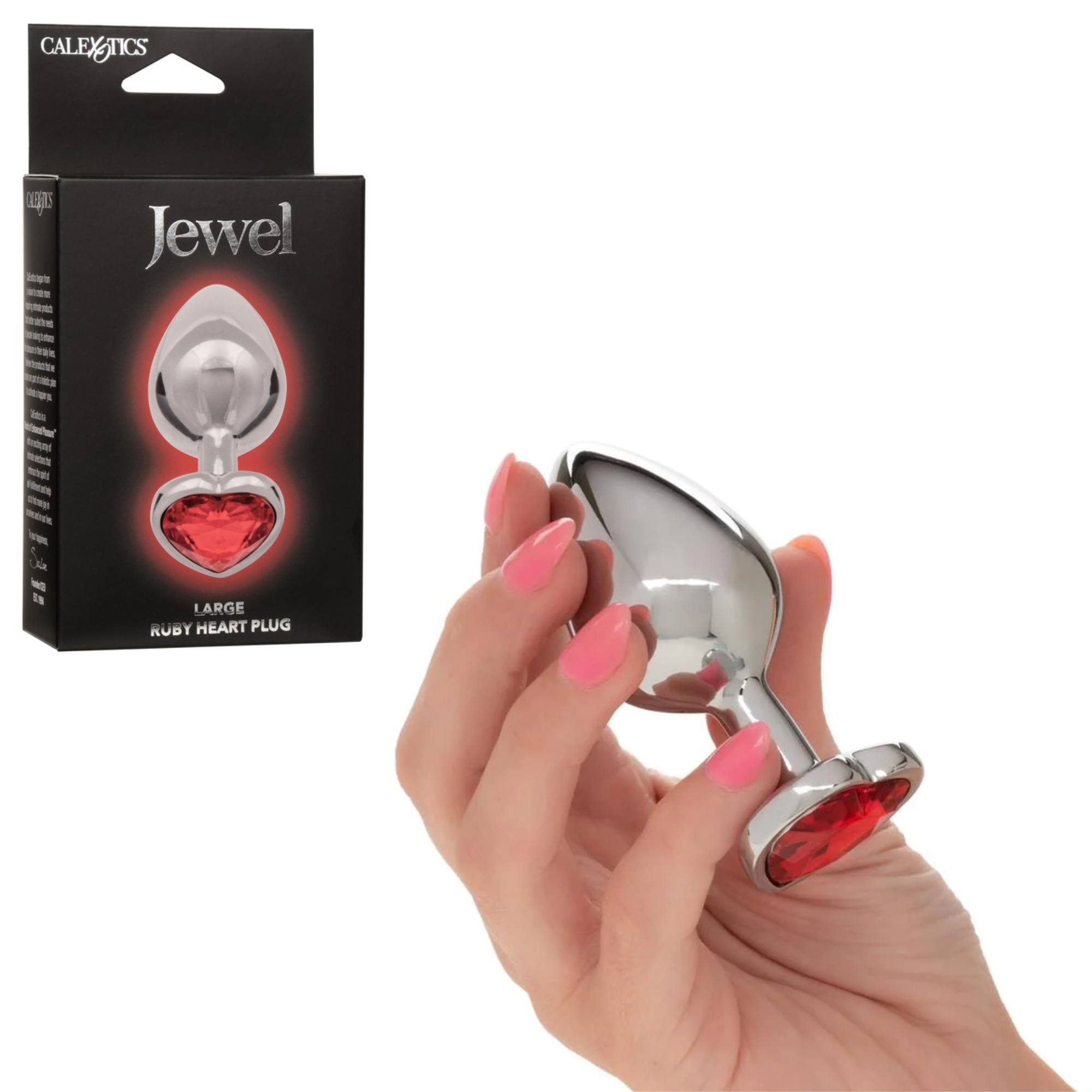 Jeweled Ruby Heart Probe Anal Toy Metal Butt Plug Red
