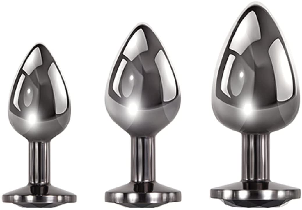 Evolved Sparkling Anal Black Gem Butt Plug Set
