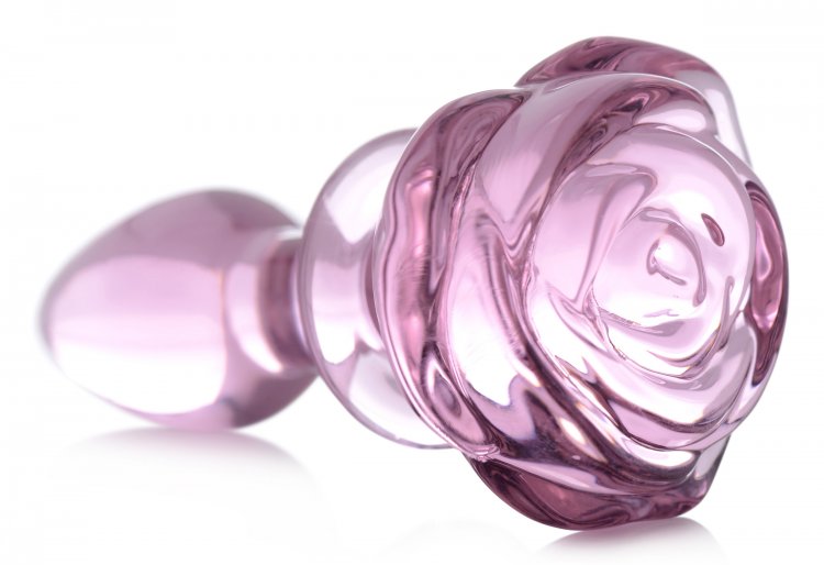 Pink Rose Glass Butt Plug For Beginner