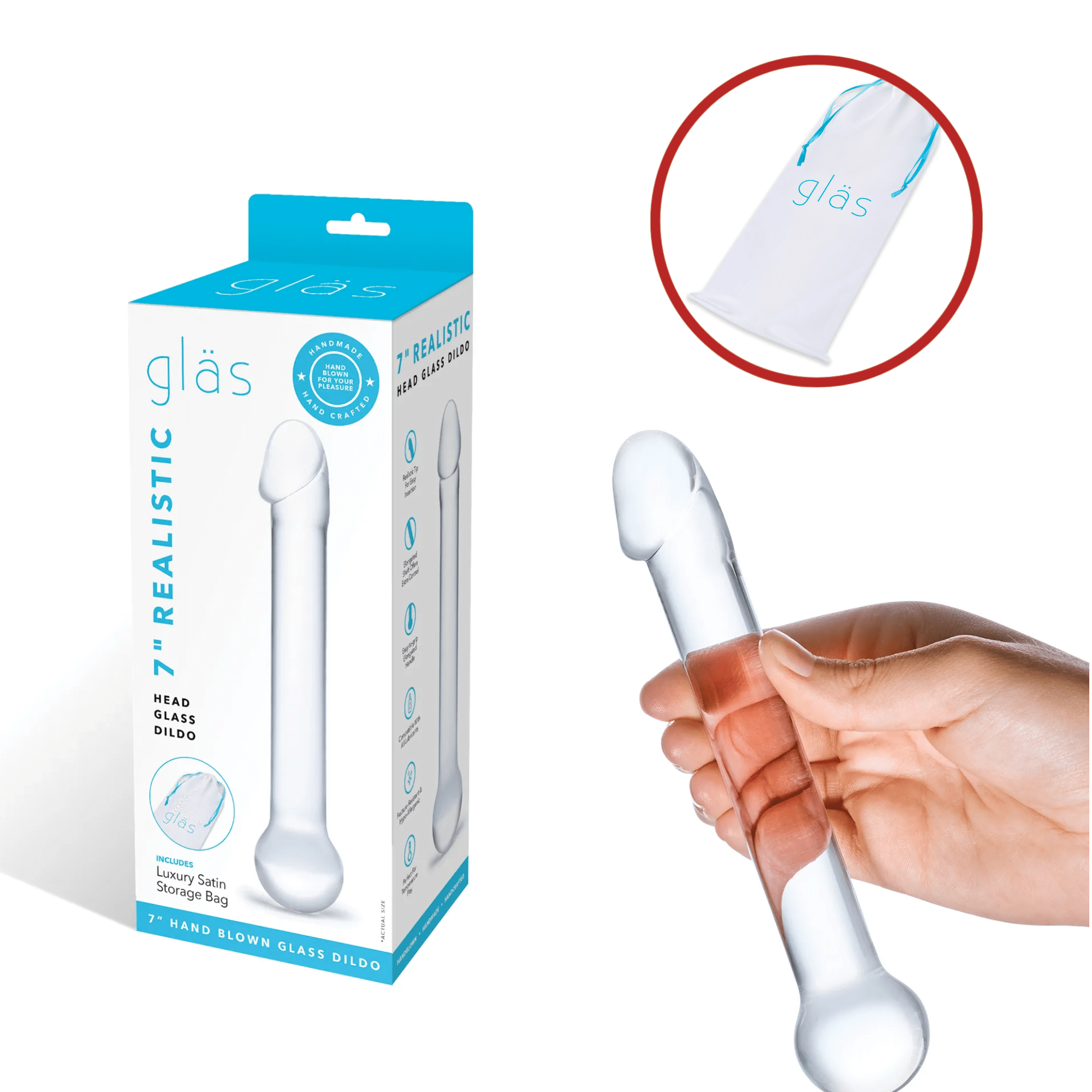 7 Inches Glass Dildo  Durable G-spot Anal Massager Sex Toy