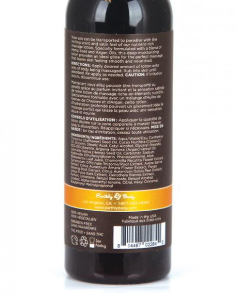 Hemp Seed Body Massage Lotion 100% Vegan Earthly Body