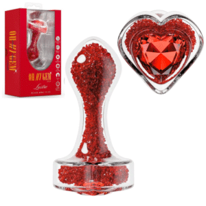 Oh My Gem Lustre Glass Jeweled Butt Plug with Gem Base & Red Crystals