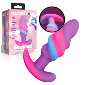 Creature Cock Magical Unicorn Swirling Ridge Silicone Non-Vibrating Butt Plugs