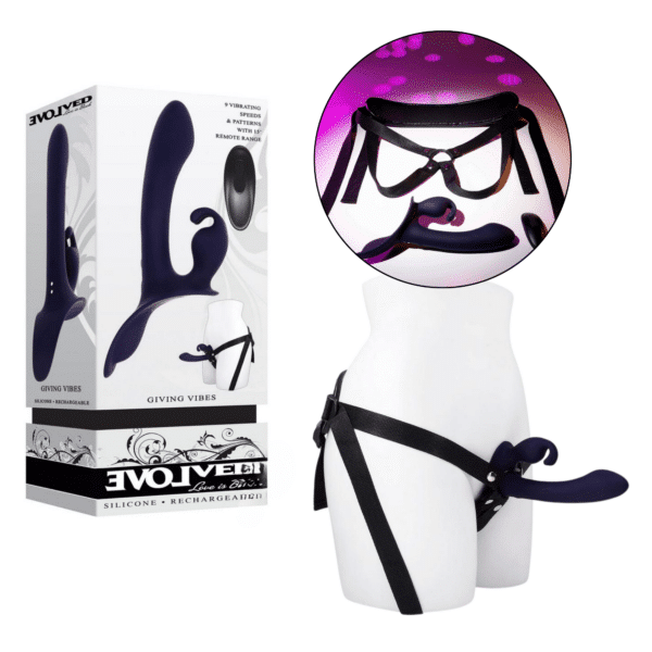 Remote Control Adjustable Strap-On Harness Purple